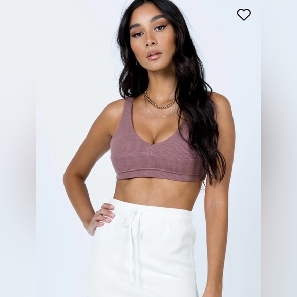 Princess Polly Tops - Princess Polly size 8 knit textured V-neck Mauve Pullover bralette Y2K boho